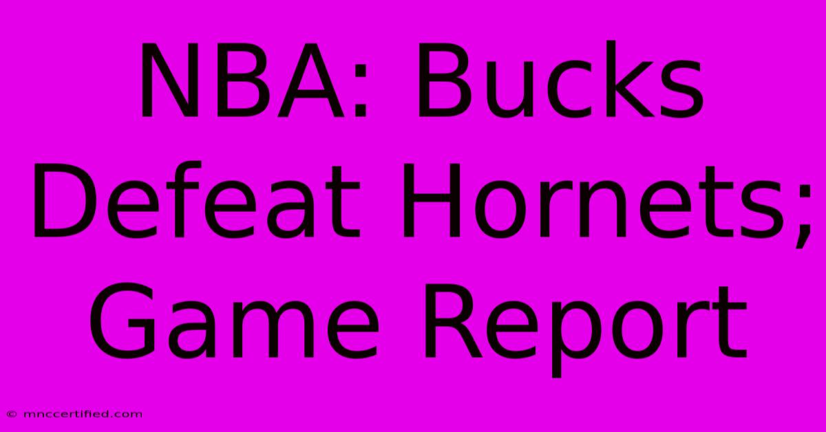 NBA: Bucks Defeat Hornets; Game Report