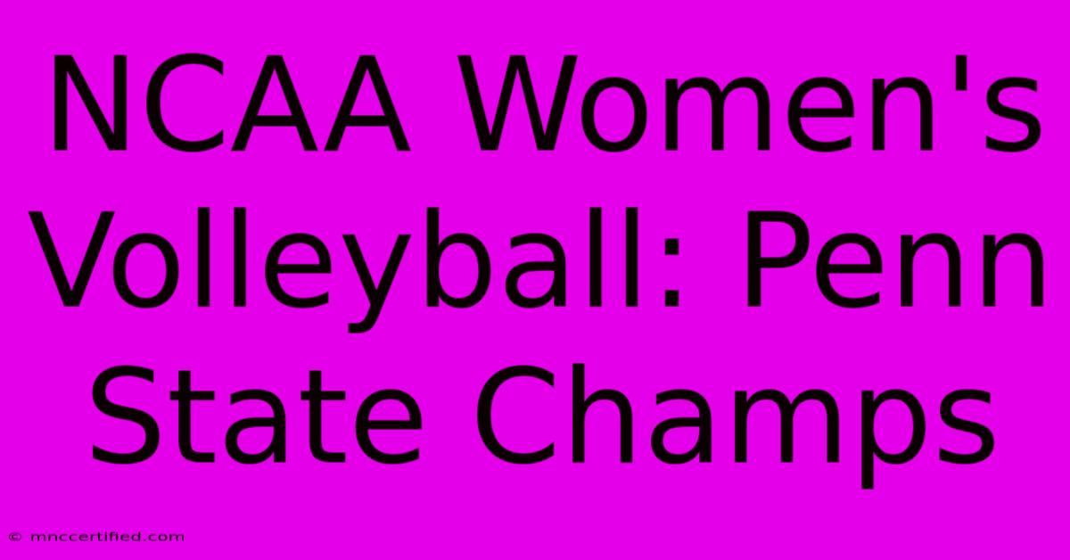 NCAA Women's Volleyball: Penn State Champs