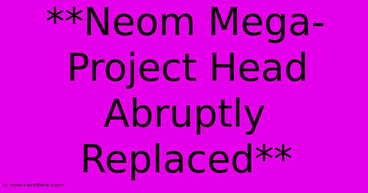 **Neom Mega-Project Head Abruptly Replaced**