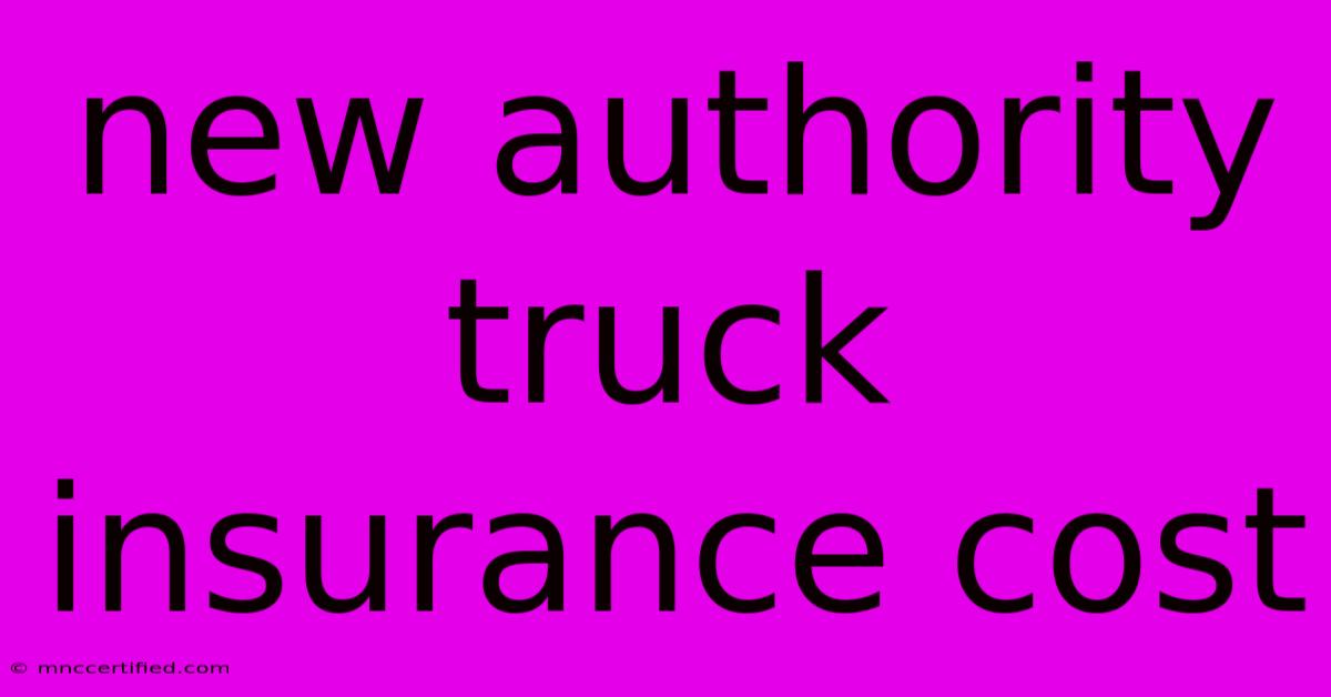 New Authority Truck Insurance Cost