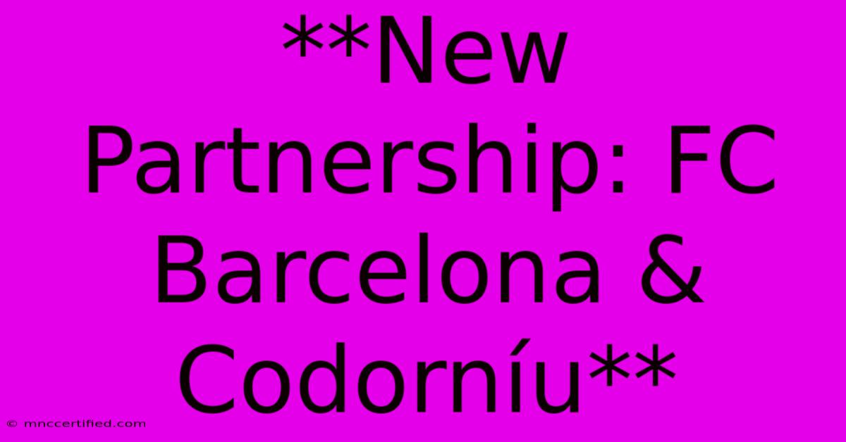 **New Partnership: FC Barcelona & Codorníu**