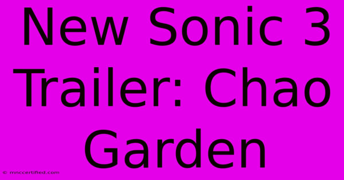 New Sonic 3 Trailer: Chao Garden