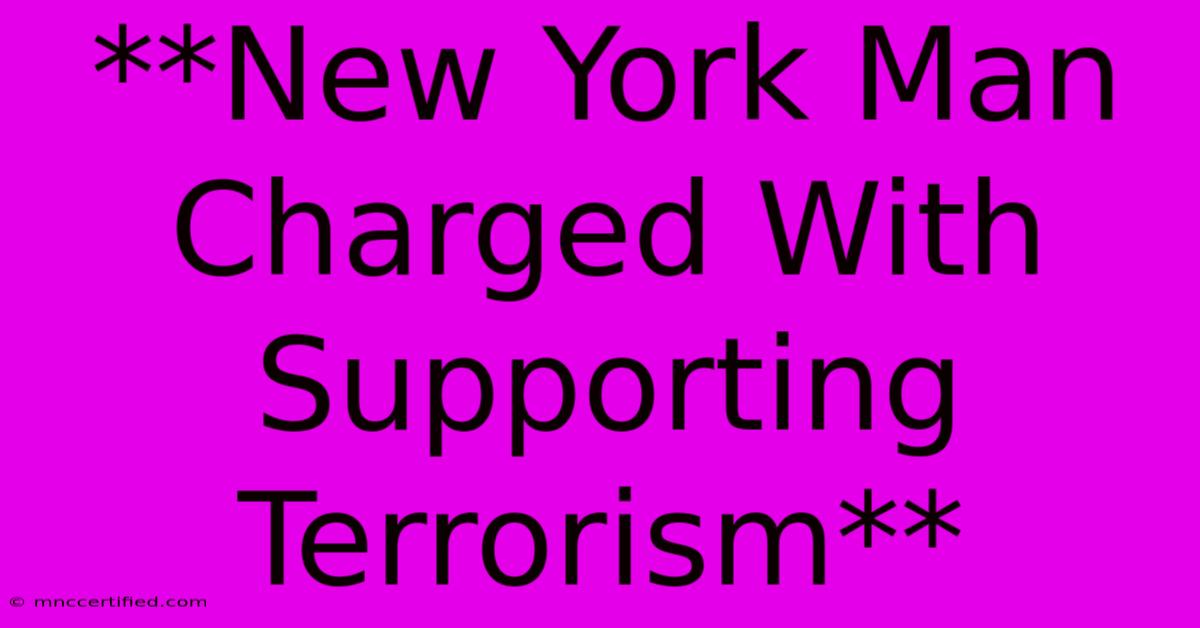 **New York Man Charged With Supporting Terrorism**