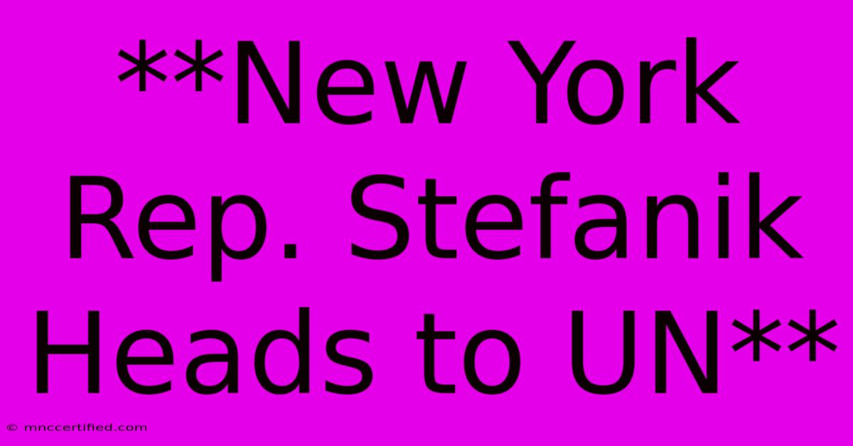 **New York Rep. Stefanik Heads To UN** 