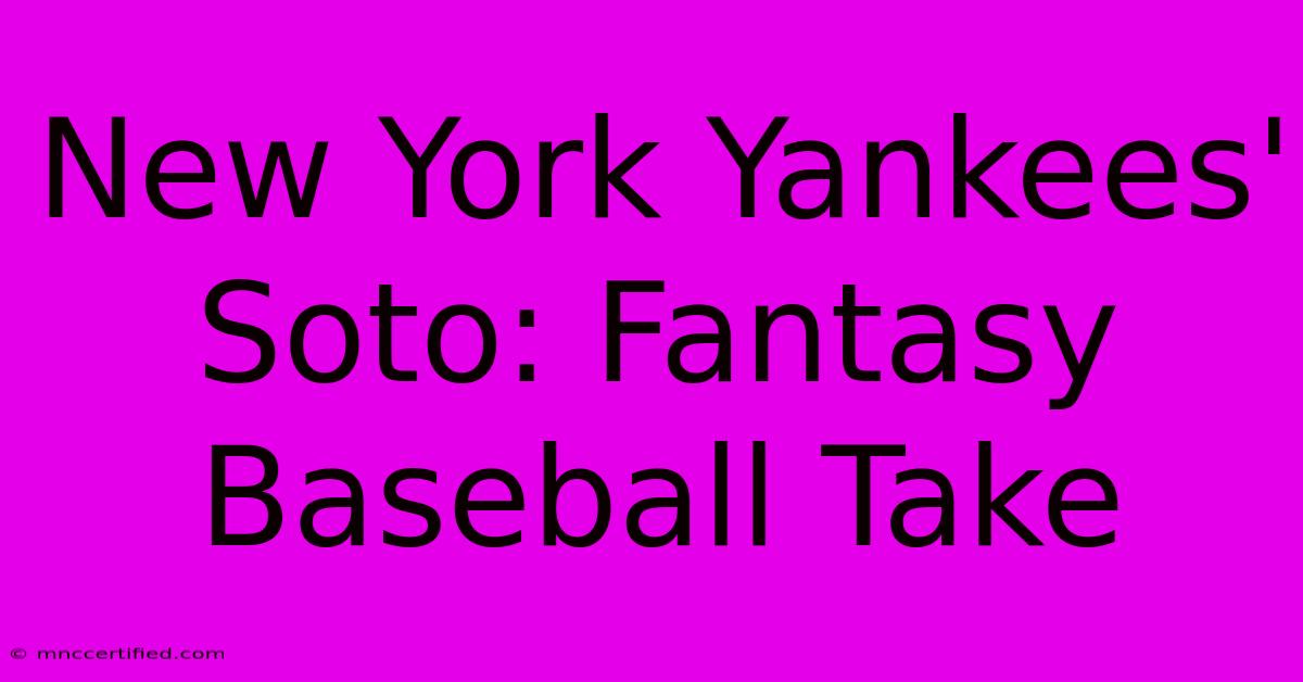 New York Yankees' Soto: Fantasy Baseball Take