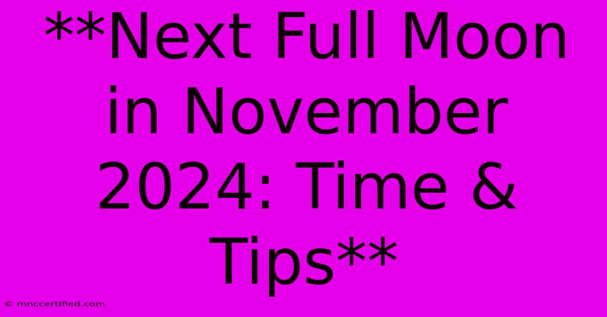 **Next Full Moon In November 2024: Time & Tips**