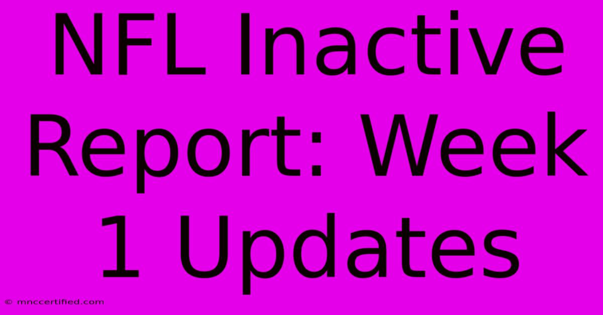 NFL Inactive Report: Week 1 Updates