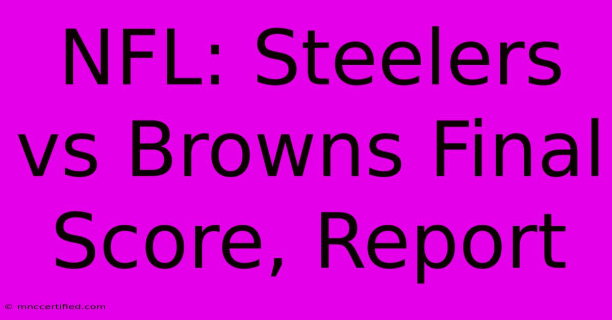 NFL: Steelers Vs Browns Final Score, Report