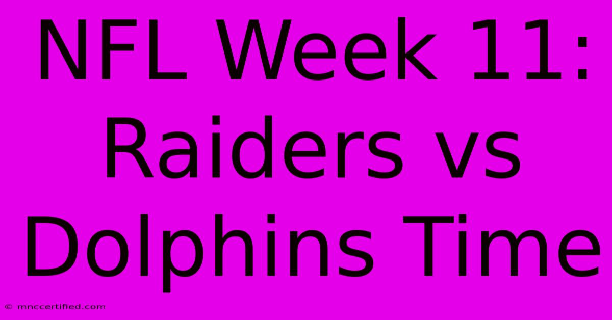 NFL Week 11: Raiders Vs Dolphins Time