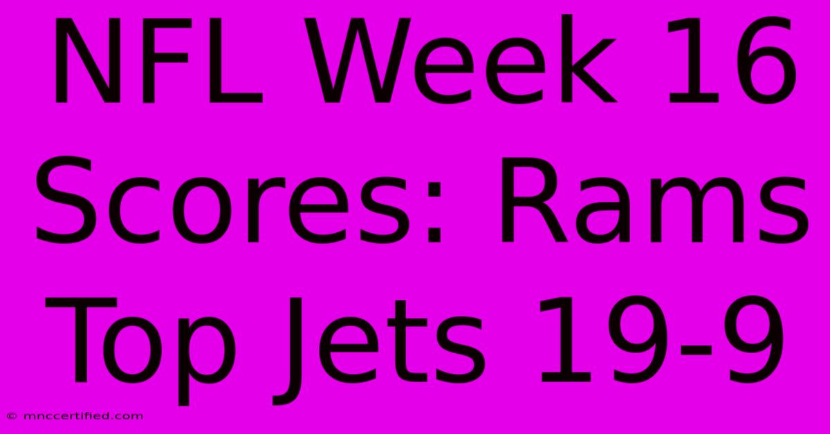 NFL Week 16 Scores: Rams Top Jets 19-9