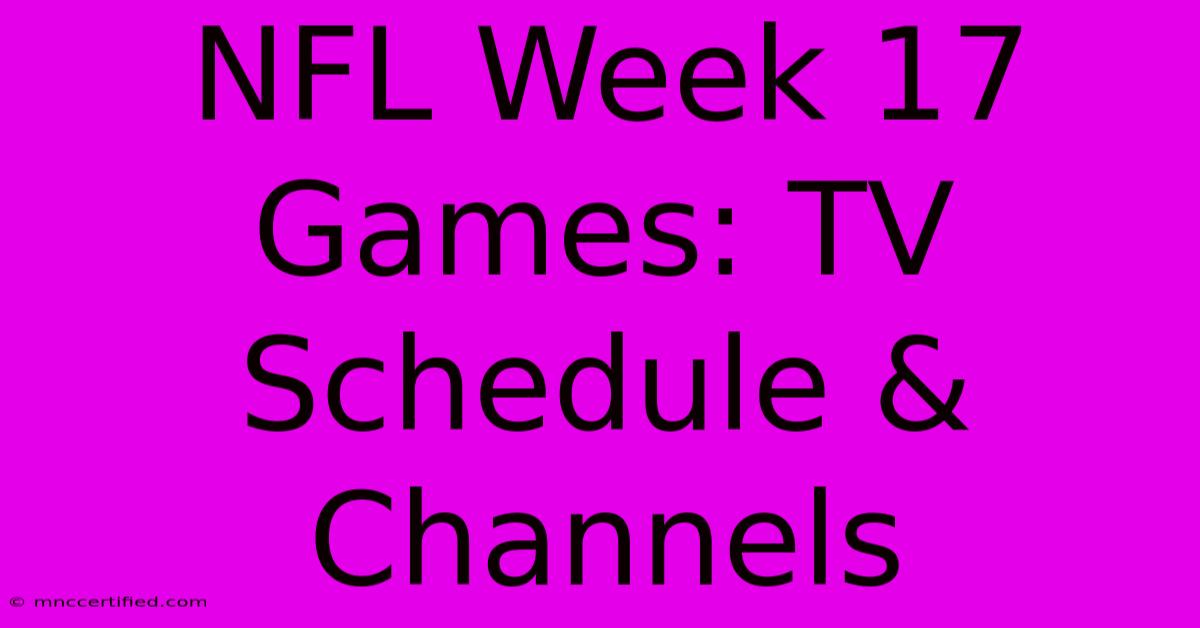 NFL Week 17 Games: TV Schedule & Channels