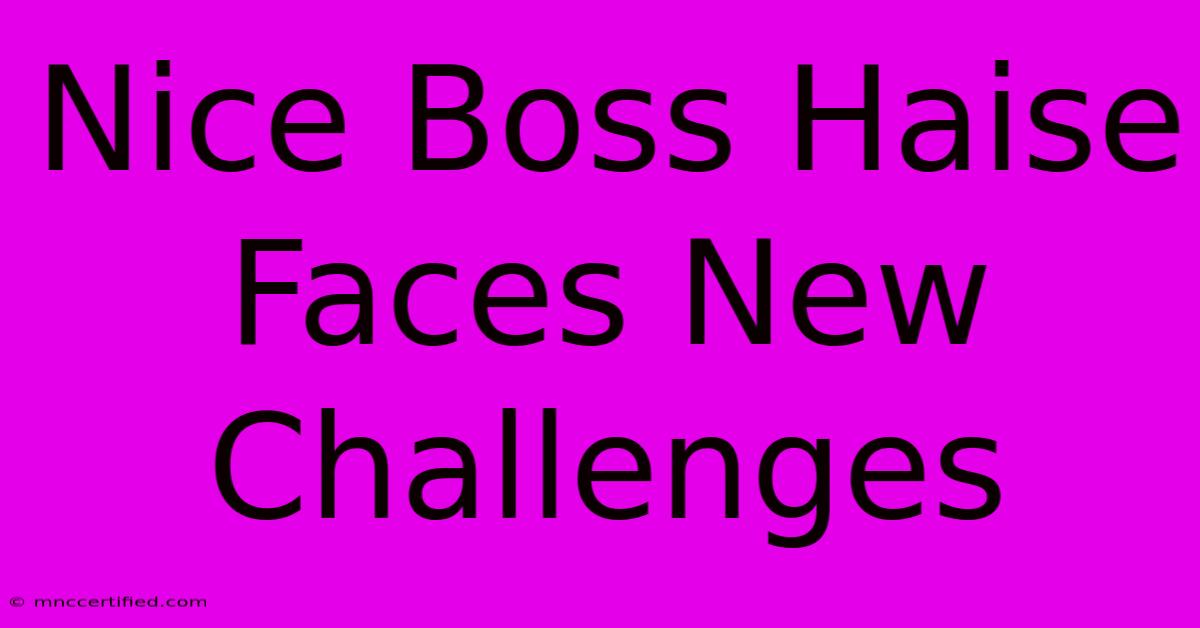 Nice Boss Haise Faces New Challenges