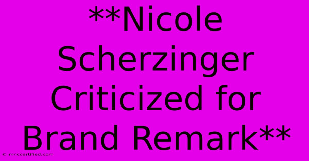 **Nicole Scherzinger Criticized For Brand Remark**