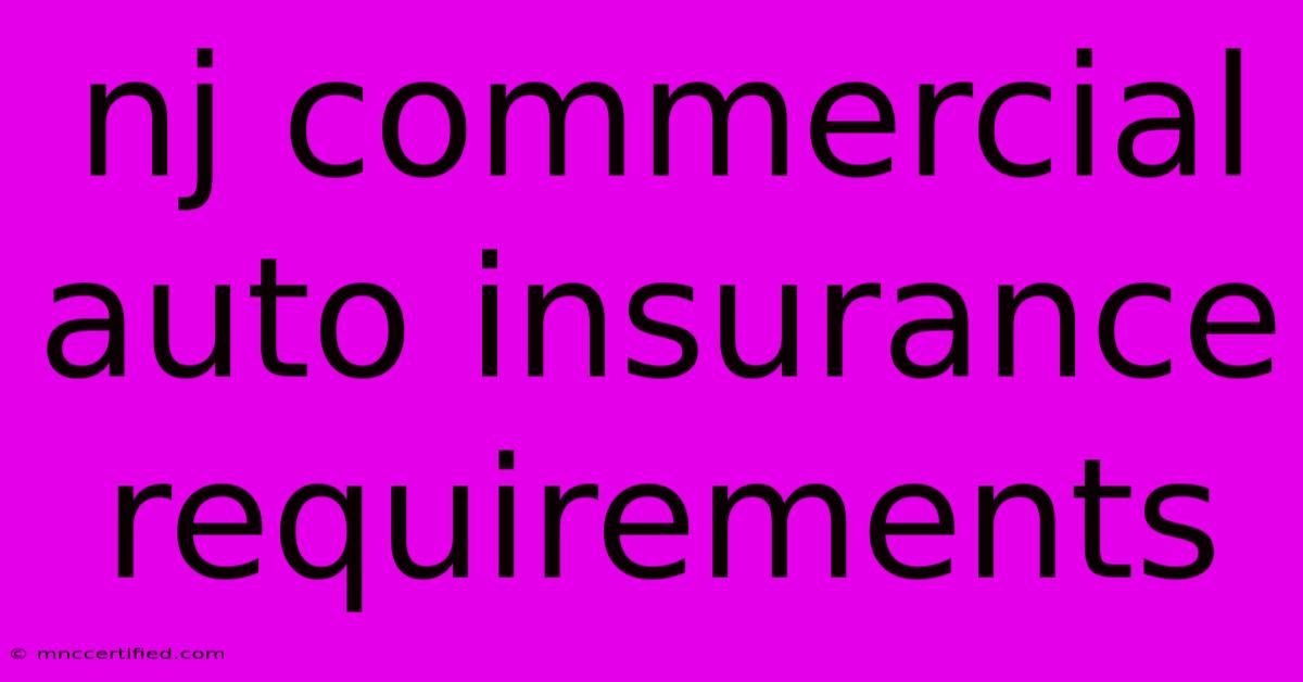 Nj Commercial Auto Insurance Requirements