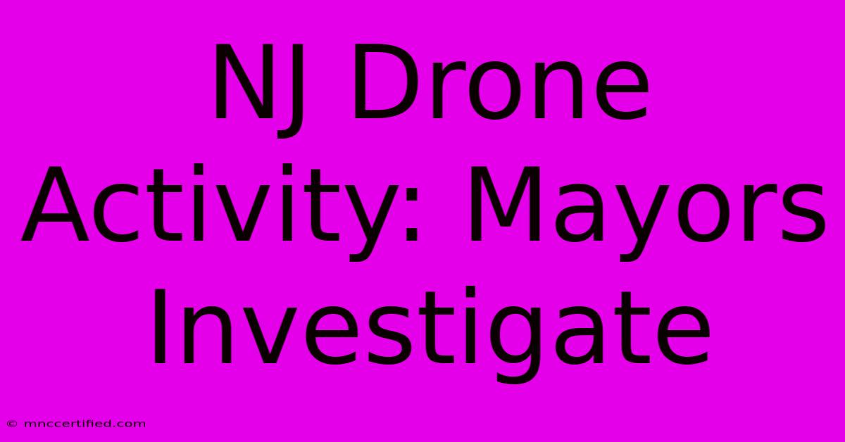 NJ Drone Activity: Mayors Investigate