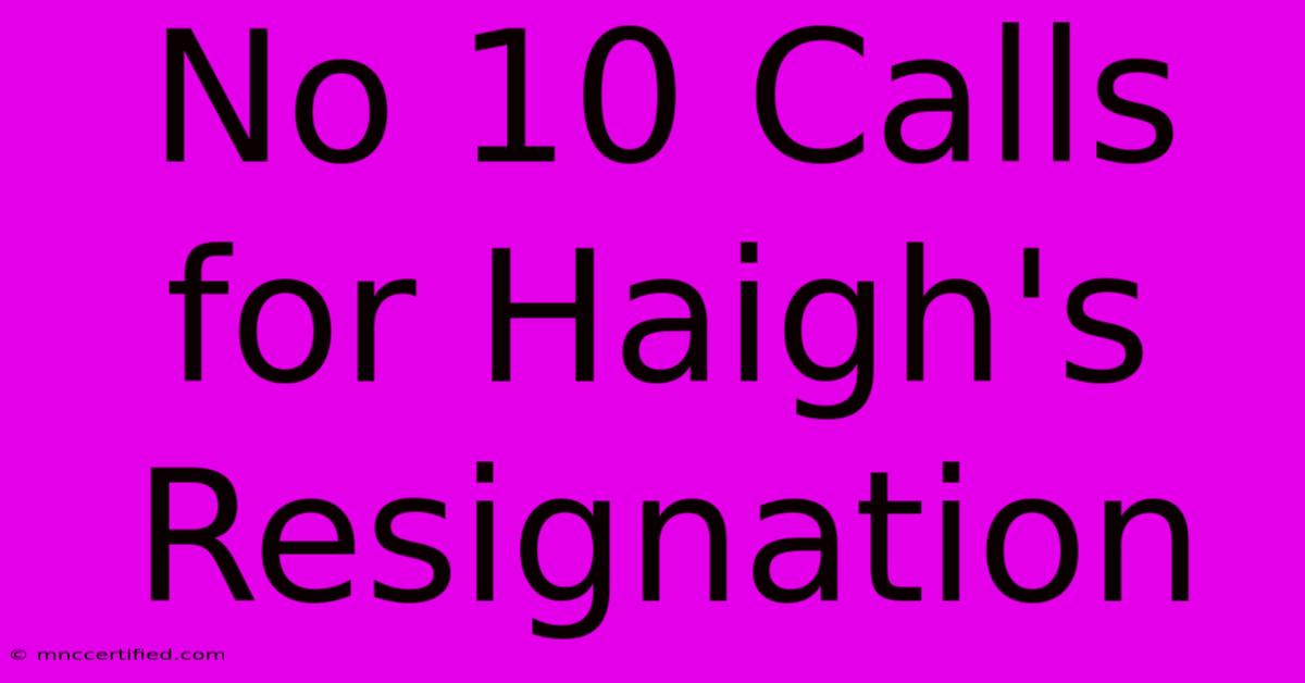 No 10 Calls For Haigh's Resignation