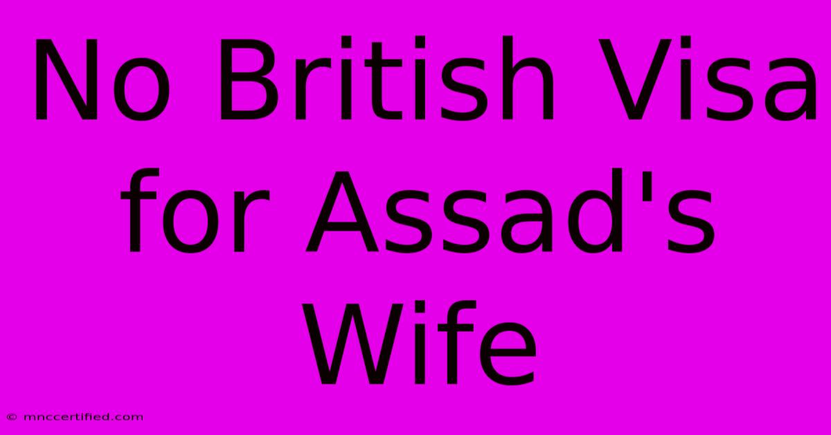 No British Visa For Assad's Wife