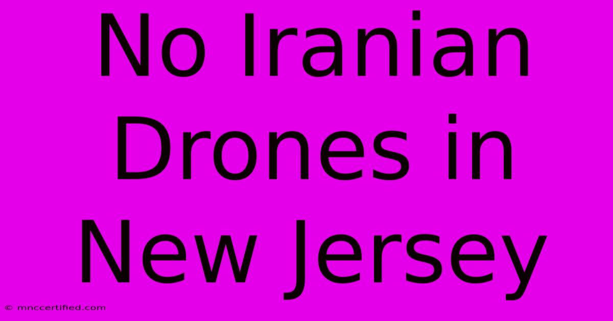 No Iranian Drones In New Jersey