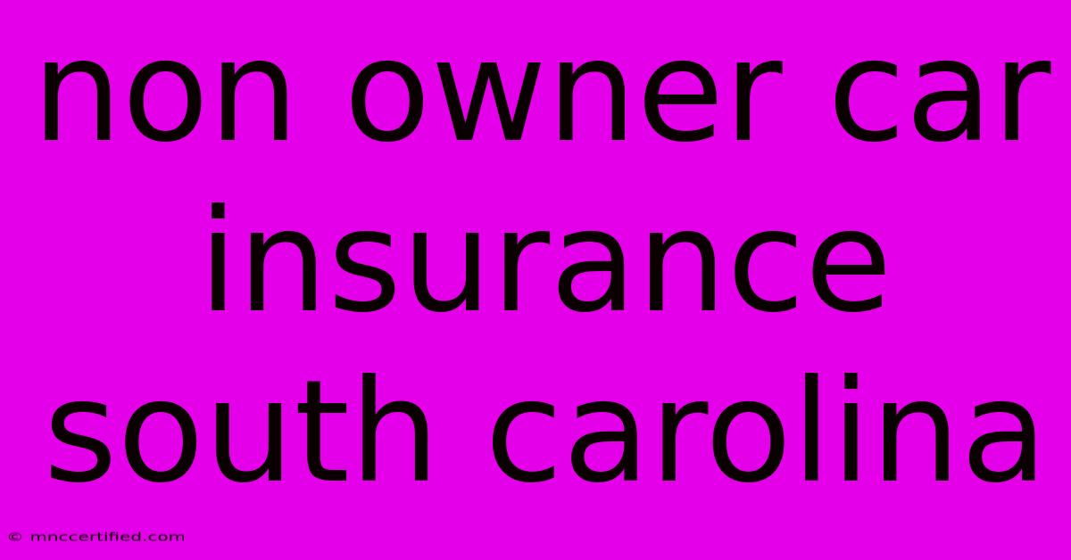 Non Owner Car Insurance South Carolina