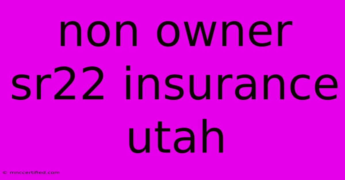 Non Owner Sr22 Insurance Utah