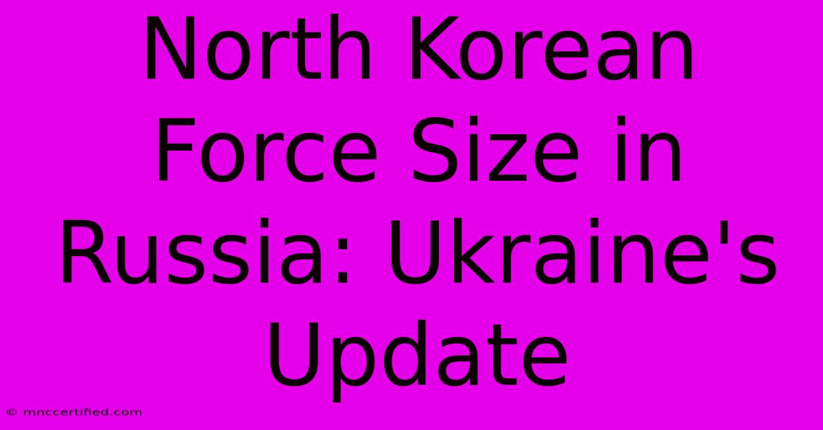 North Korean Force Size In Russia: Ukraine's Update