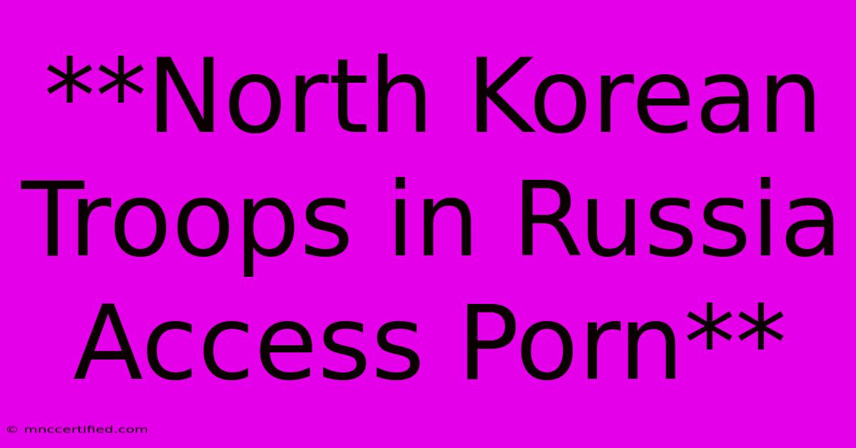 **North Korean Troops In Russia Access Porn**