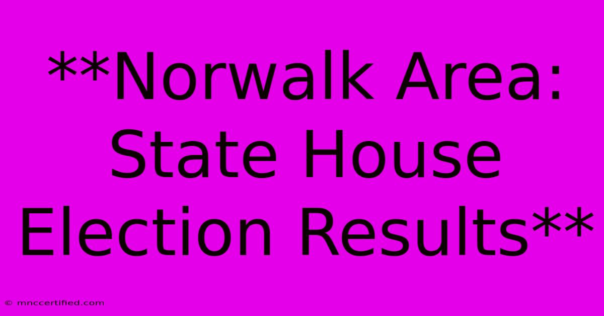 **Norwalk Area: State House Election Results** 