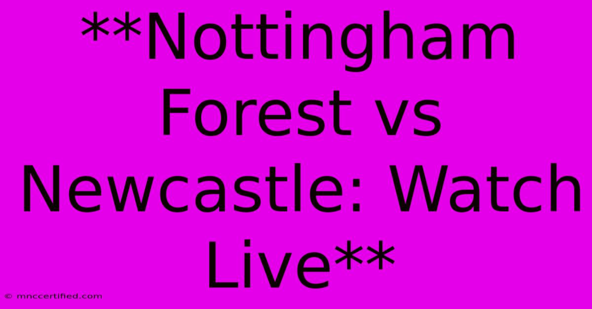 **Nottingham Forest Vs Newcastle: Watch Live** 