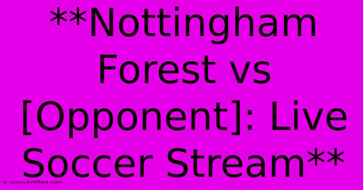 **Nottingham Forest Vs [Opponent]: Live Soccer Stream**