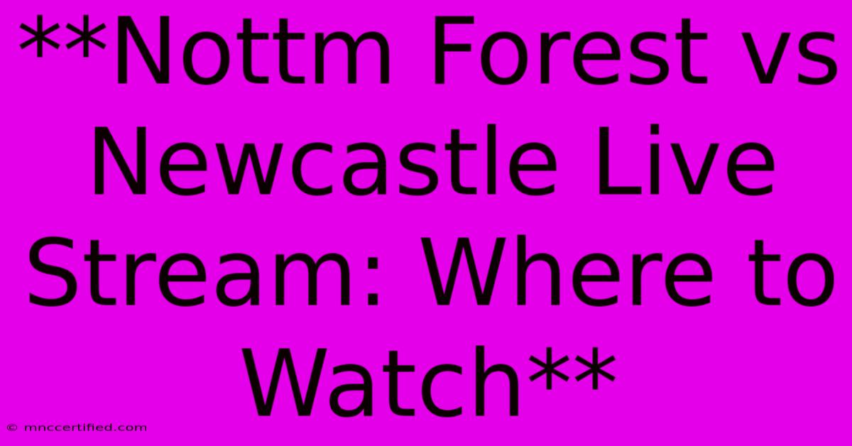 **Nottm Forest Vs Newcastle Live Stream: Where To Watch**