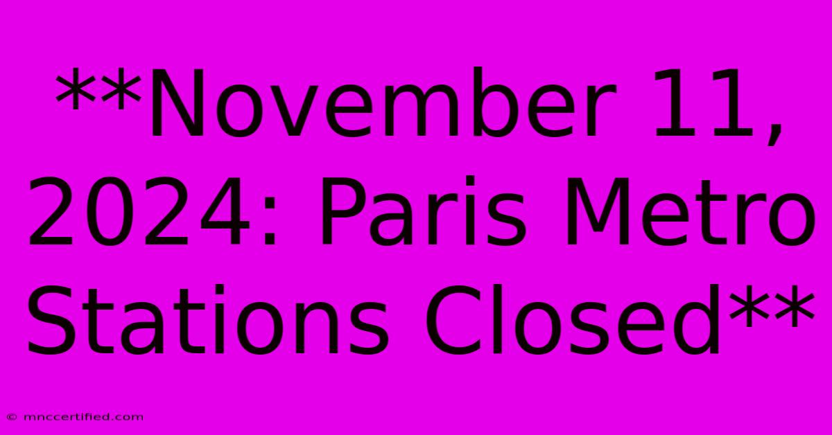 **November 11, 2024: Paris Metro Stations Closed**