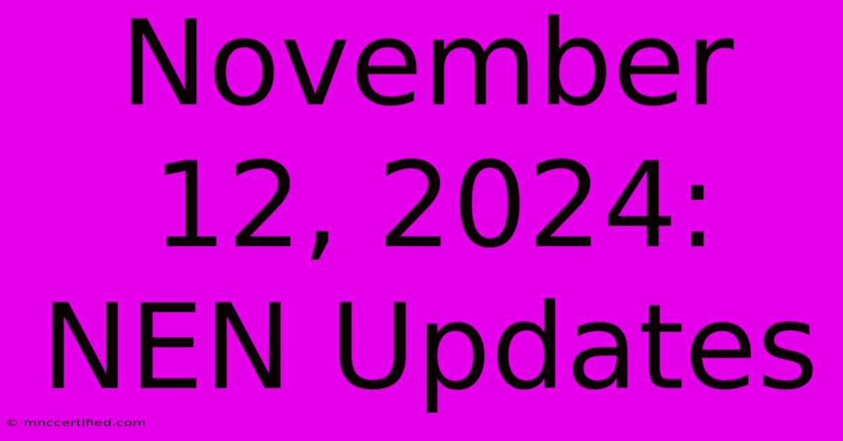 November 12, 2024: NEN Updates