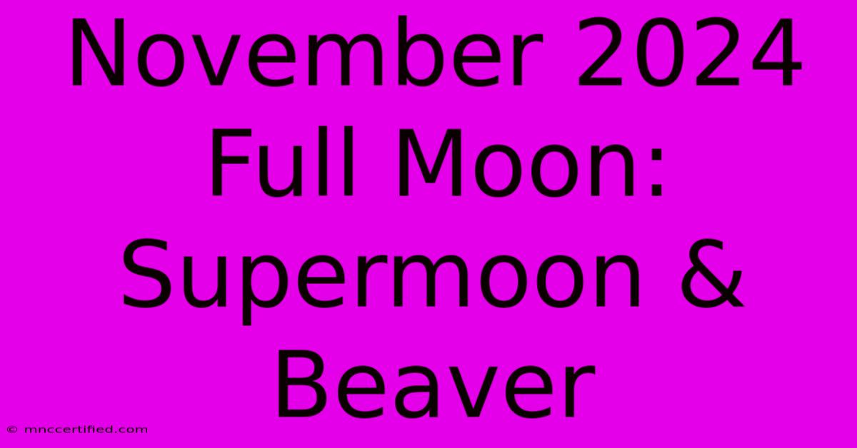 November 2024 Full Moon: Supermoon & Beaver