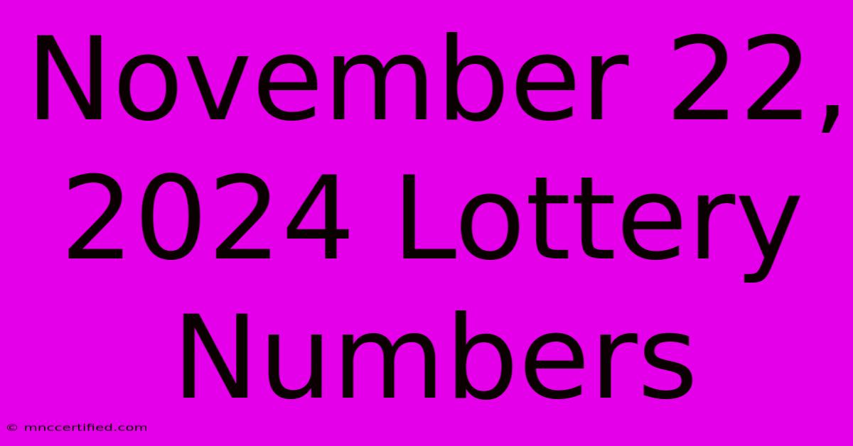 November 22, 2024 Lottery Numbers