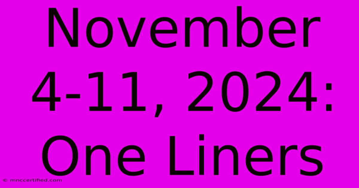 November 4-11, 2024: One Liners