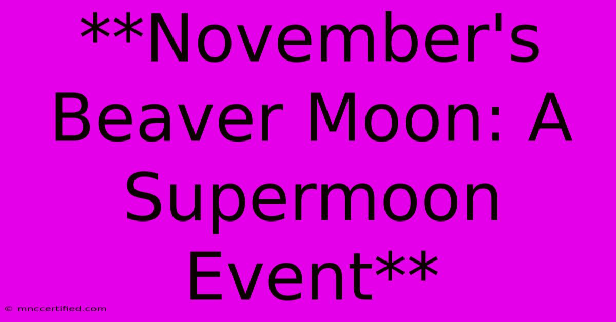 **November's Beaver Moon: A Supermoon Event** 