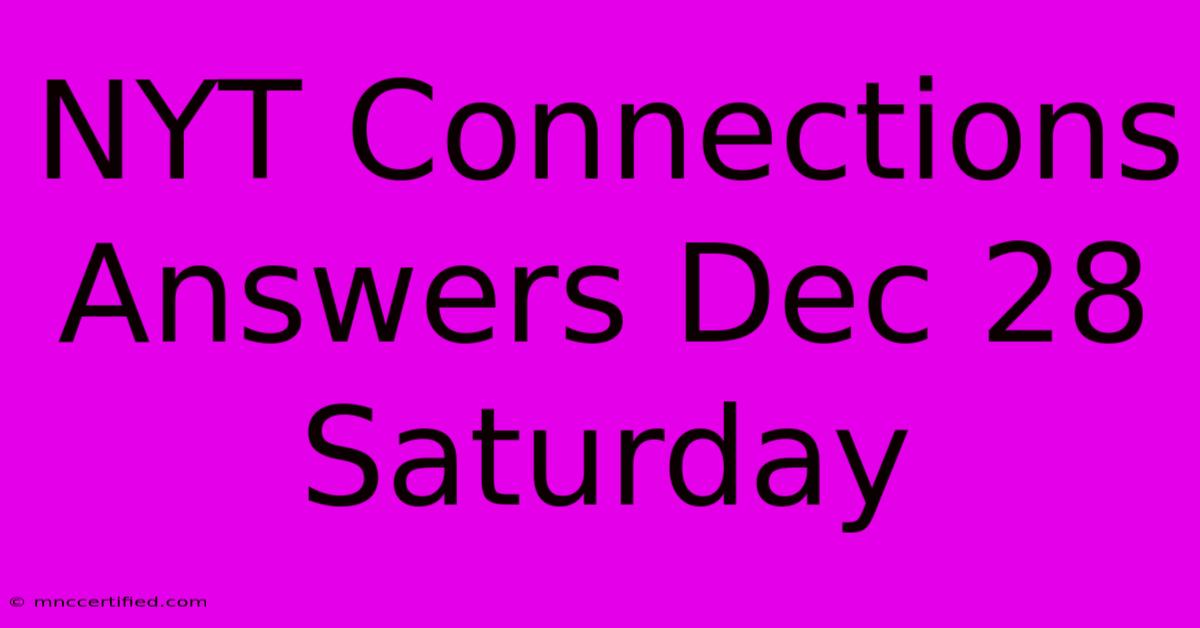 NYT Connections Answers Dec 28 Saturday