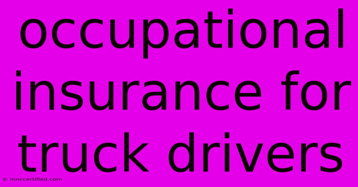 Occupational Insurance For Truck Drivers