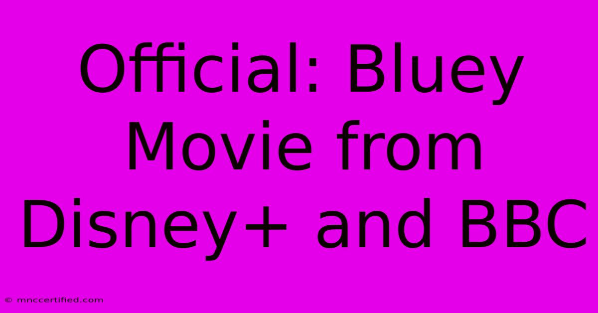 Official: Bluey Movie From Disney+ And BBC