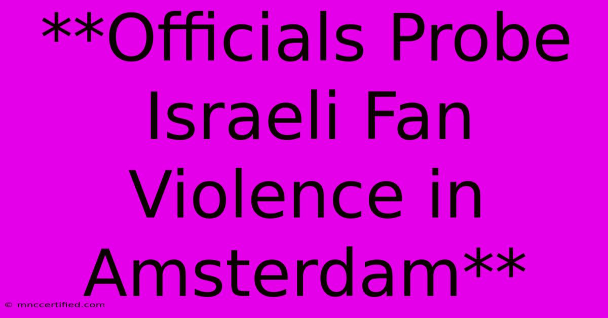 **Officials Probe Israeli Fan Violence In Amsterdam**