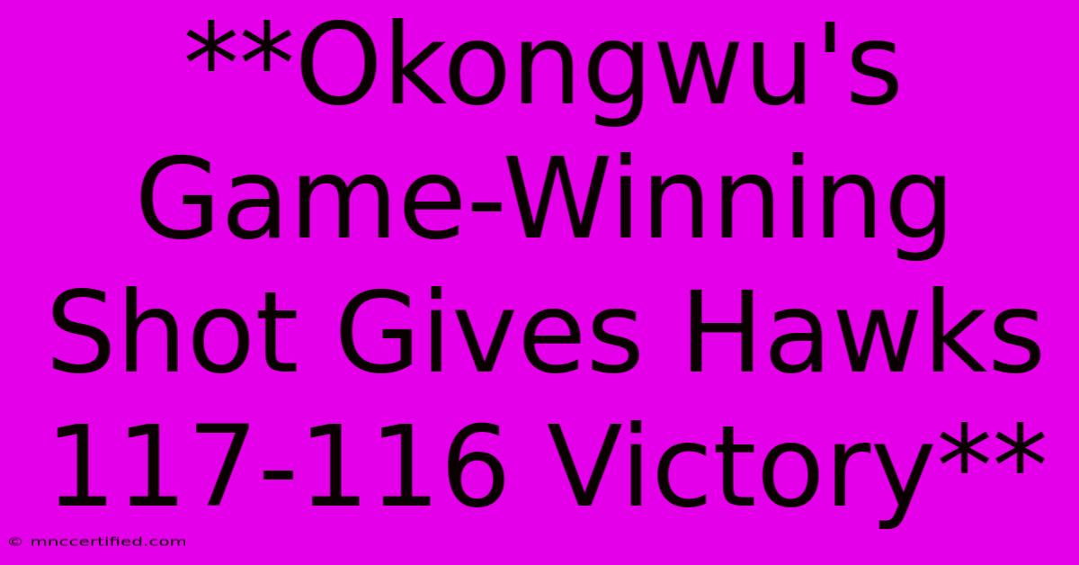 **Okongwu's Game-Winning Shot Gives Hawks 117-116 Victory**