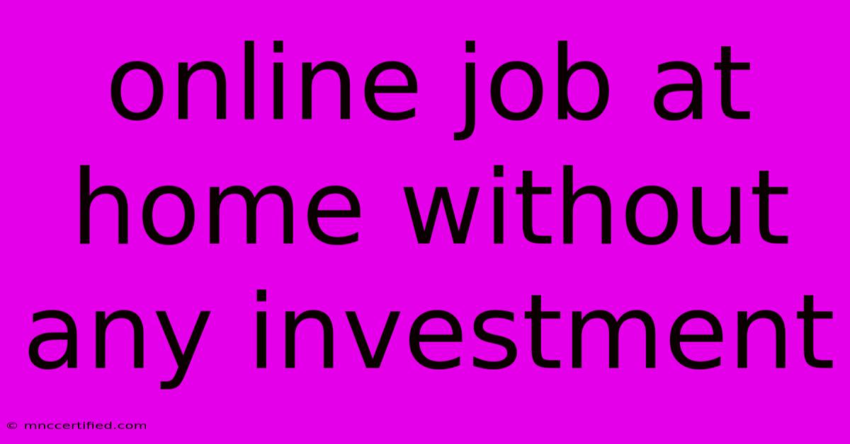 Online Job At Home Without Any Investment