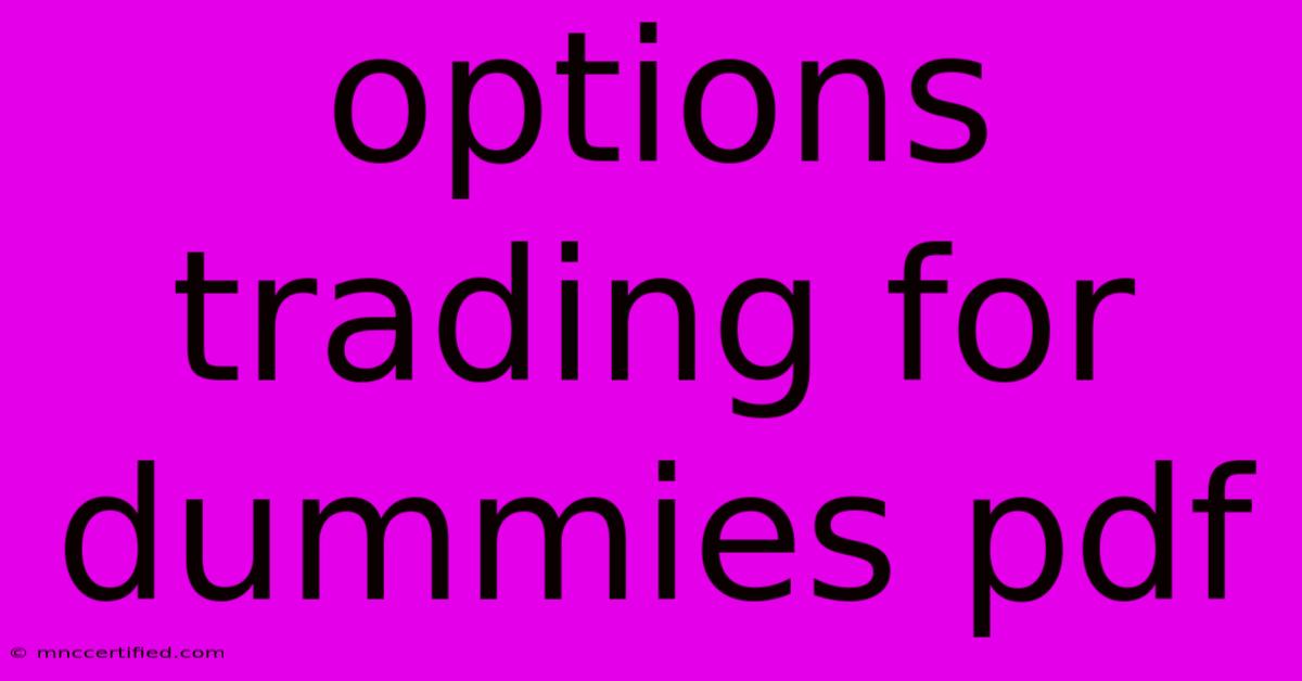 Options Trading For Dummies Pdf