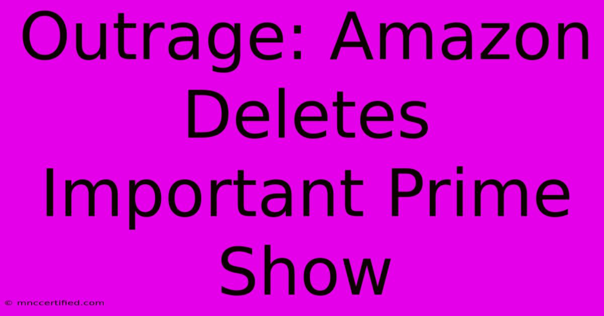 Outrage: Amazon Deletes Important Prime Show