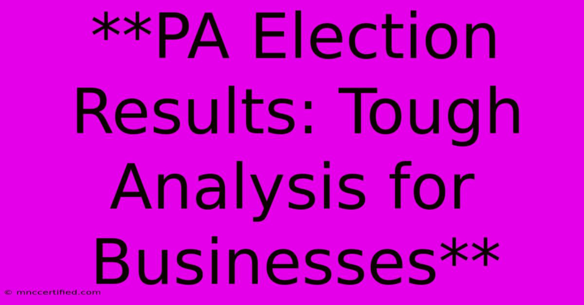 **PA Election Results: Tough Analysis For Businesses**