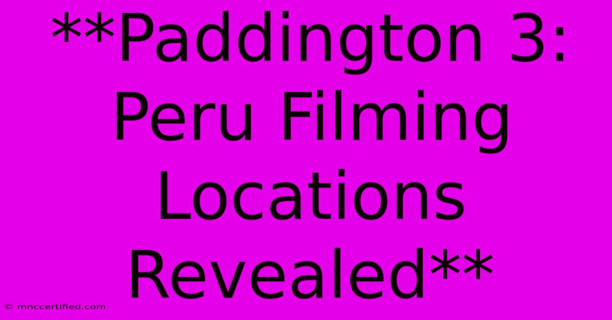 **Paddington 3: Peru Filming Locations Revealed** 