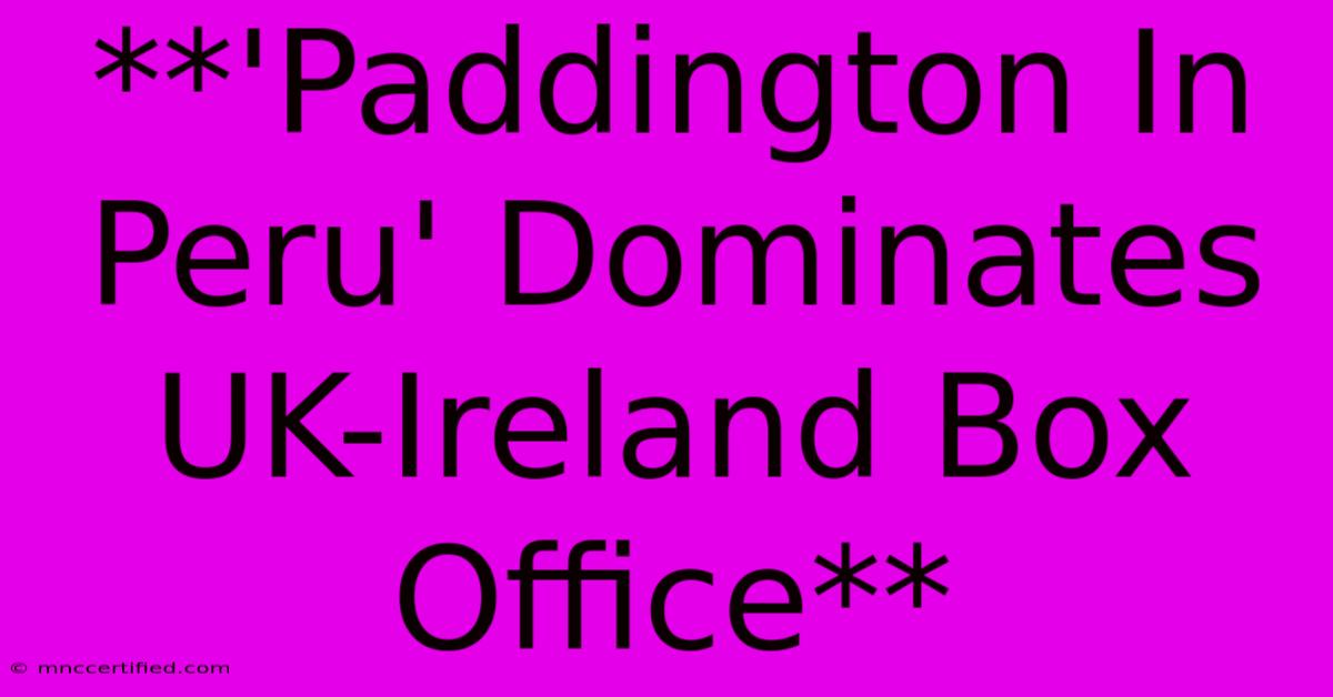 **'Paddington In Peru' Dominates UK-Ireland Box Office**