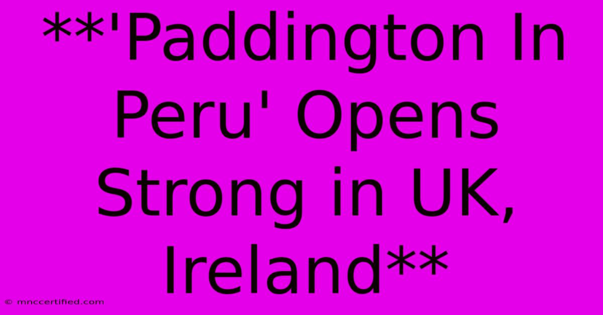 **'Paddington In Peru' Opens Strong In UK, Ireland**