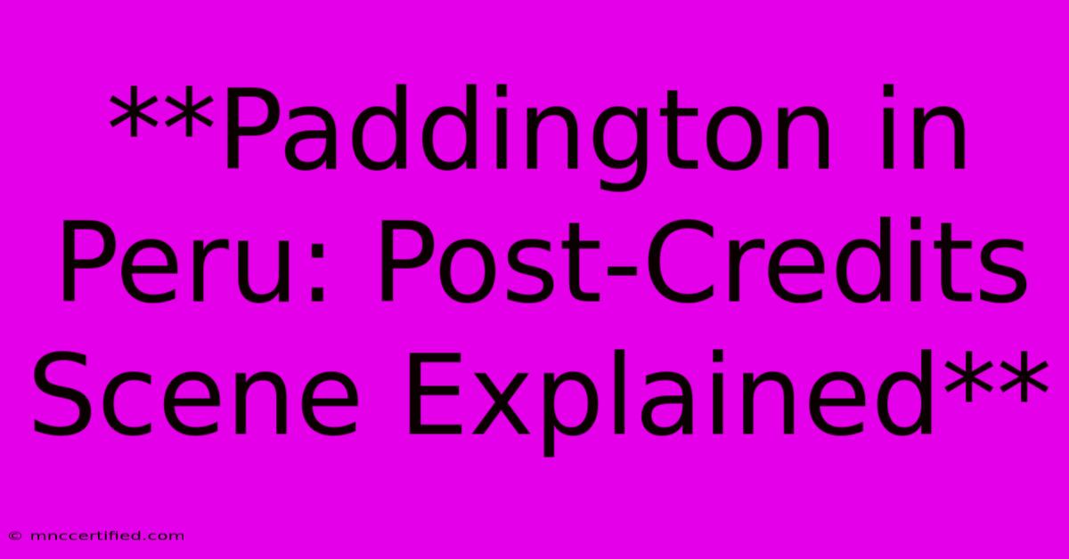 **Paddington In Peru: Post-Credits Scene Explained**