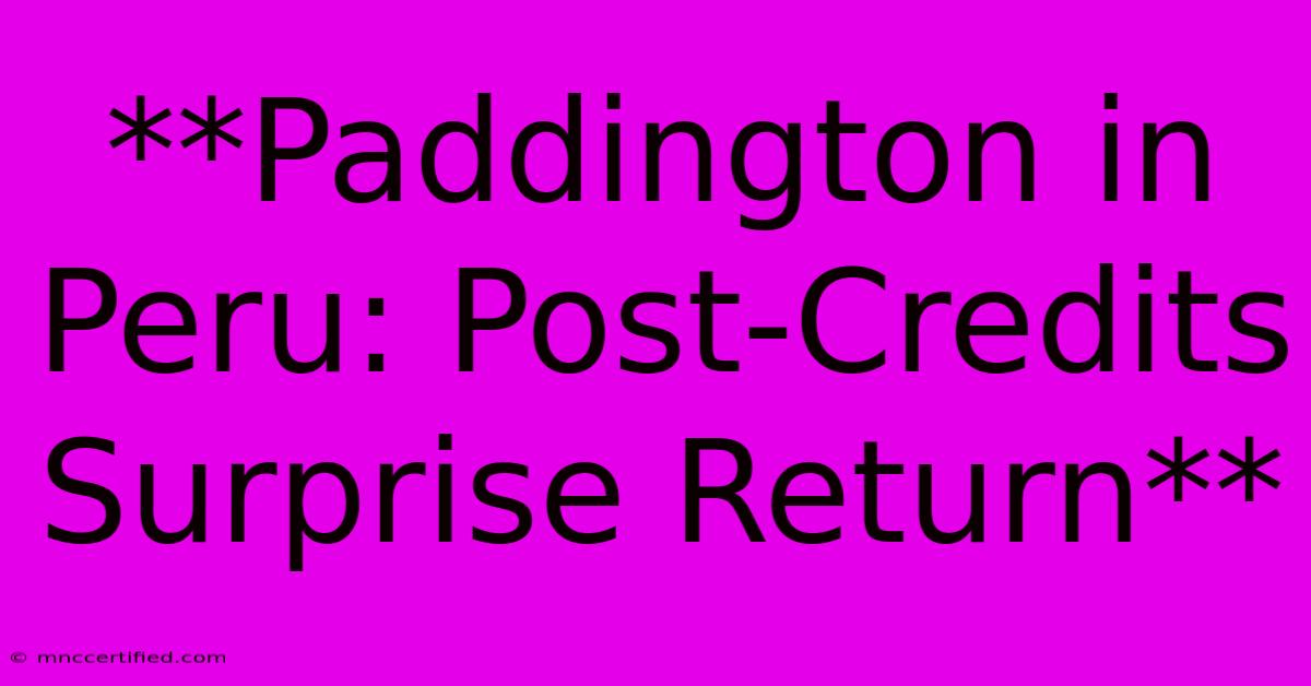 **Paddington In Peru: Post-Credits Surprise Return**